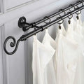 Spiral Metal Finial Extendable Double Curtain Rod Black 19MM (Hardware Included)