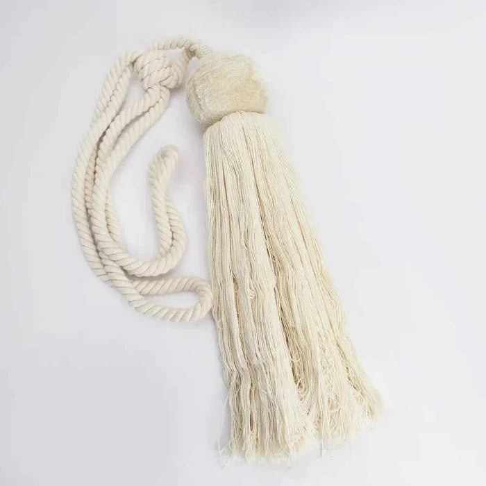 Sponge Ball White Aesthetic Tassel Tie Back - Pack Of 2