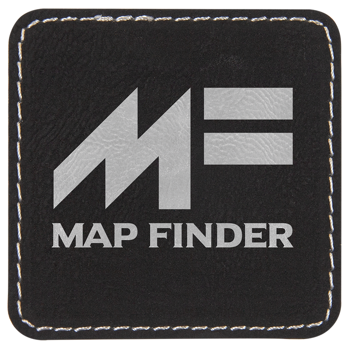 2.5" x 2.5" Square Black/Silver Leatherette Patch w/Adhesive