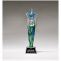 11.5" Star Achiever Art Glass on Clear Glass Base