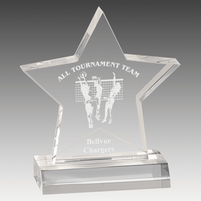 5" x 5" Clear Star Acrylic Award with 4" Base