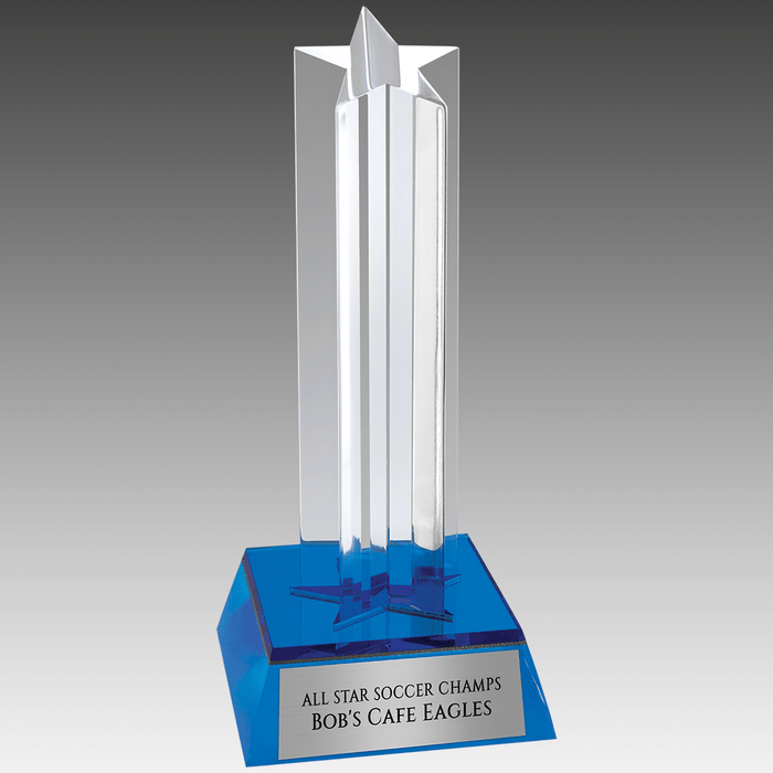 6.75" Blue Star Column Acrylic with Blue Base