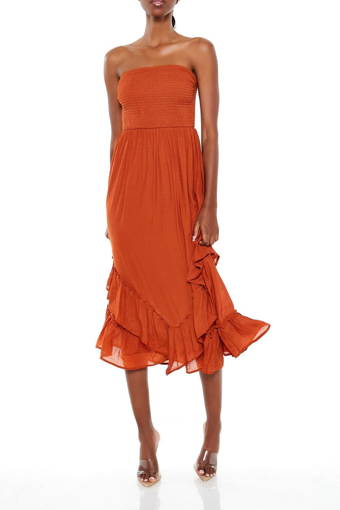 Strapless Layered Midi Dress