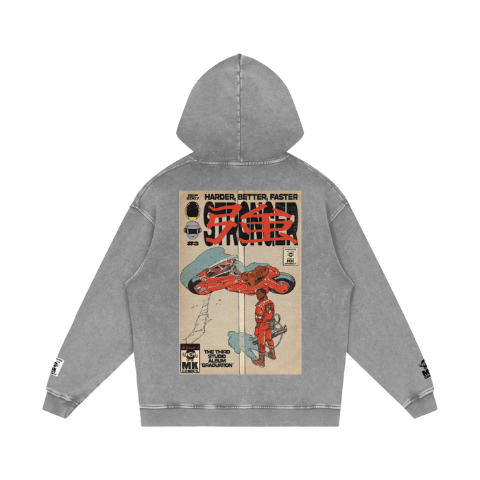 Stronger - Snow Washed Loose Cotton Hoodie