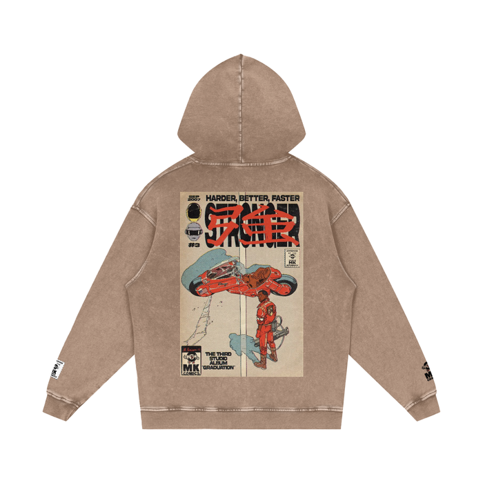 Stronger - Snow Washed Loose Cotton Hoodie