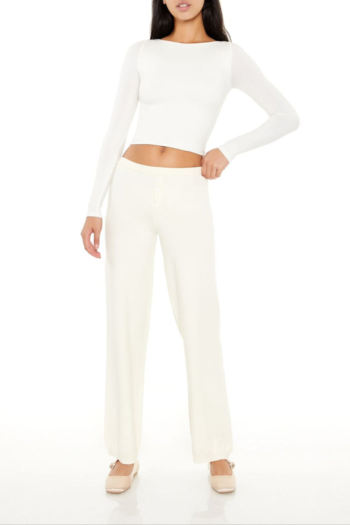 Sweater-Knit Straight-Leg Pants