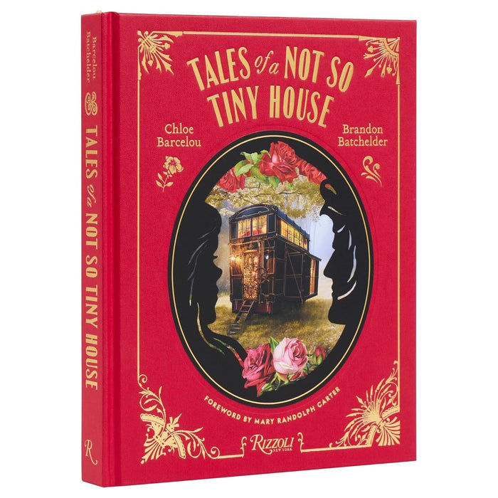 Book titled 'Tales of a Not So Tiny House' with red cover and house illustration on a white background
