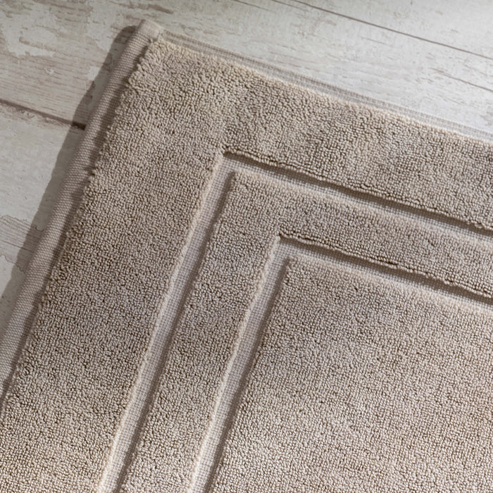 Taupe Egyptian Cotton Bath Mat bedroom detail | Soak and Sleep