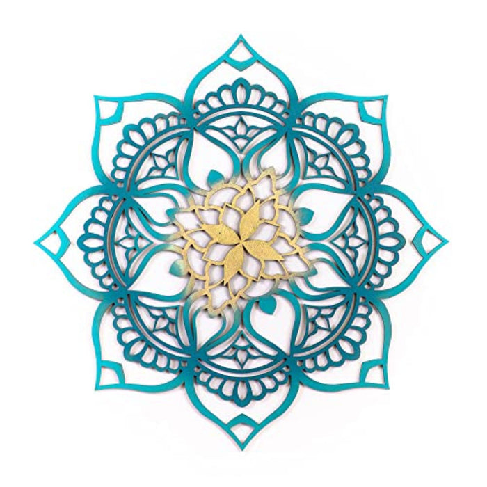 Teal Solid Wood Geometric Shapes Wall Decor | 16"x16"
