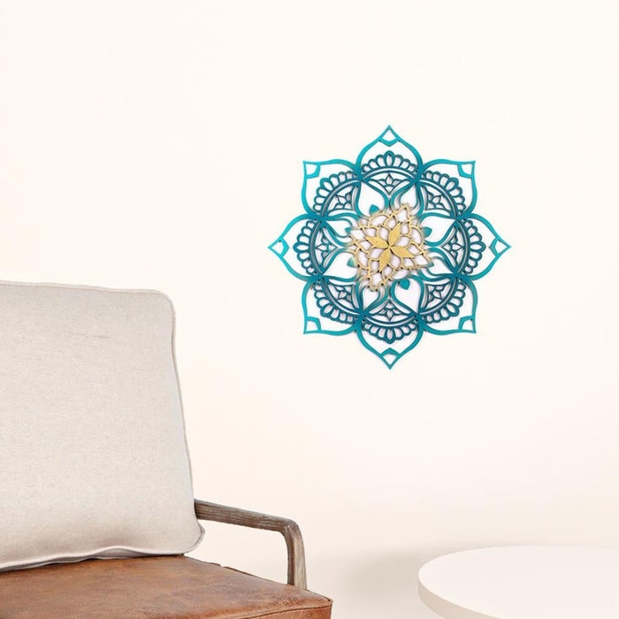 Teal Solid Wood Geometric Shapes Wall Decor | 16"x16"