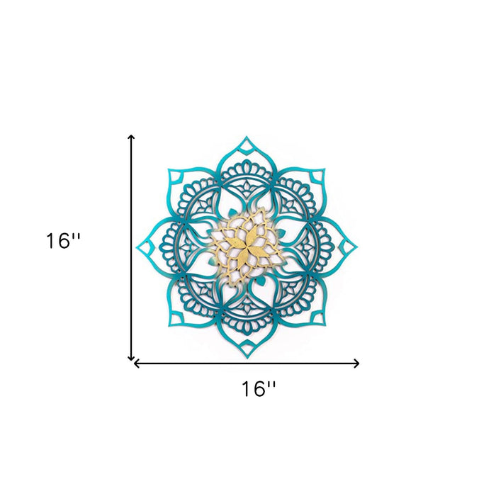 Teal Solid Wood Geometric Shapes Wall Decor | 16"x16"