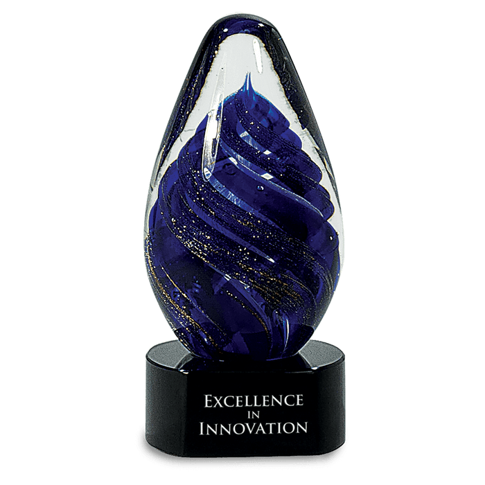 6.5" Blue Tear Drop Art Glass