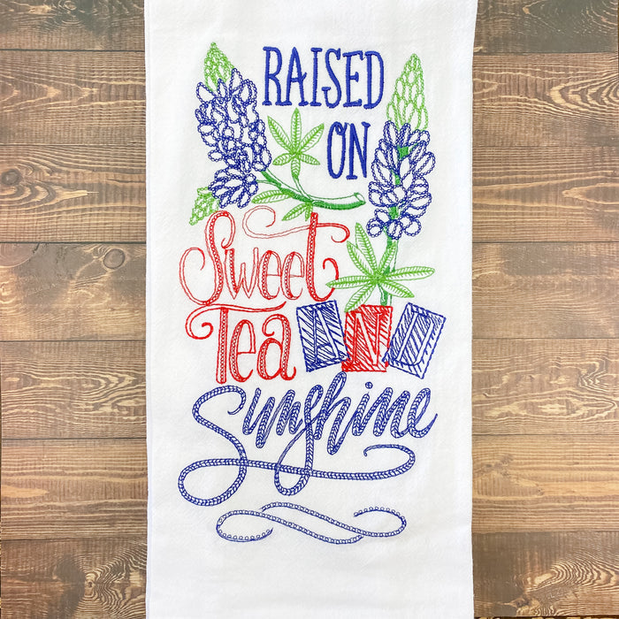 Texas Tea Towel: Raised On Sweet Tea and Sunshine - Lyla's: Clothing & Gifts - Online and Rockwall Texas Boutique