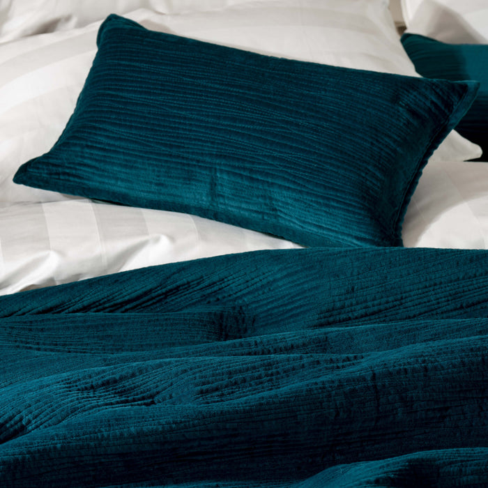 Textured Velvet Bedspreads & Cushion Bundle - cotton, close-up detail 1 | Soak and Sleep