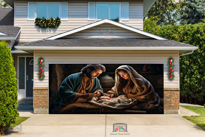 The Holy Family Jesus, Mary and Joseph Garage Door Cover Wrap