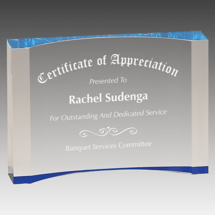 5" x 3.5" Blue 1" Thick Acrylic Crescent