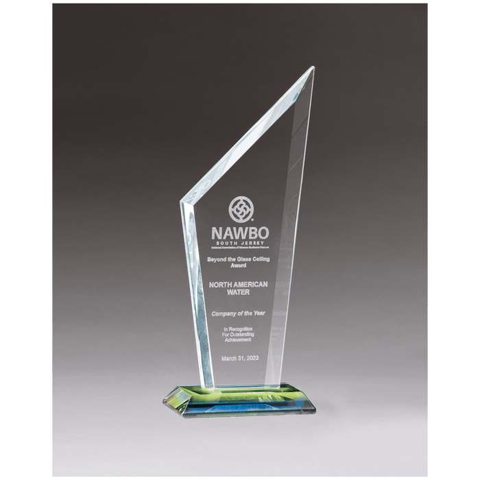 3.6" x 9.6" x.4" Thick Clear Glass with Prism Effect Base