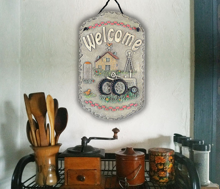 Tractor and Farm Welcome Wall Plaque | 8"x13"