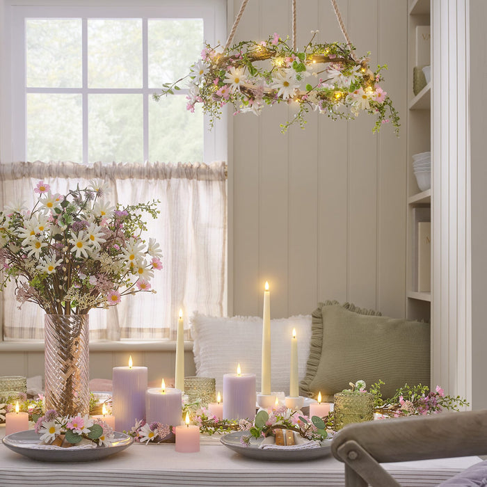 TruGlow® Lilac Ribbed LED Pillar Candle Trio with Remote Control