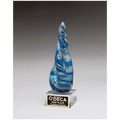 8.75" Twist Blue & Teal Art Glass w/Gold Accent & Clear Base