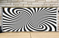 Twisted Black White Hypnotic Optical Illusion Psychedelic Stripes Garage Door Cover Wrap