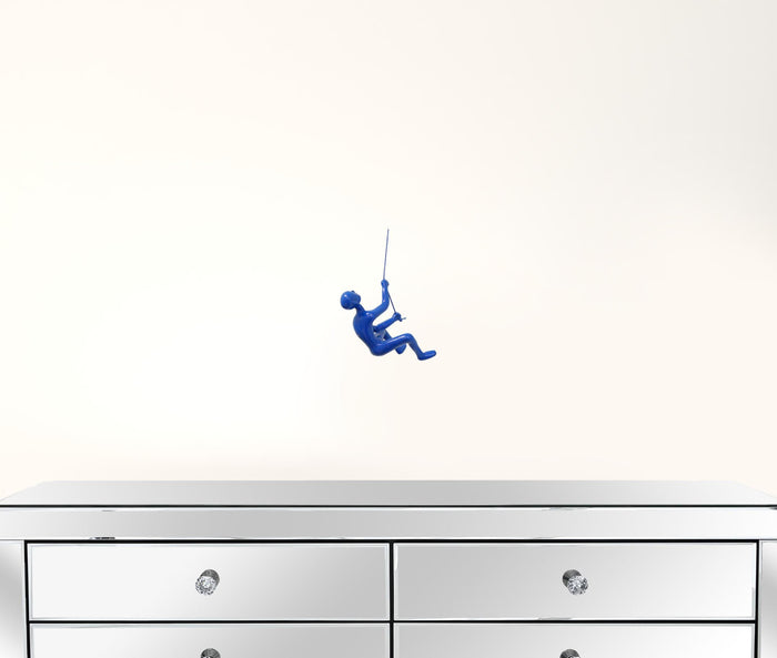 Unique Blue Climbing Man Wall Art | 3"x6"