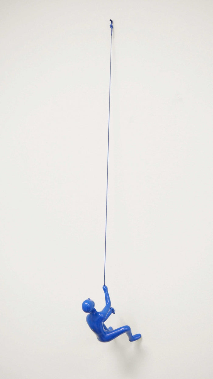 Unique Blue Climbing Man Wall Art | 3"x6"