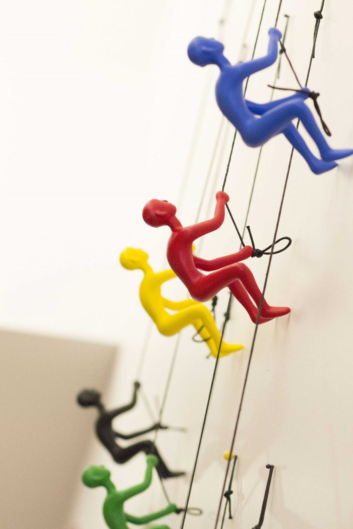 Unique Blue Climbing Man Wall Art | 3"x6"
