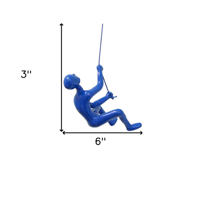 Unique Blue Climbing Man Wall Art | 3"x6"