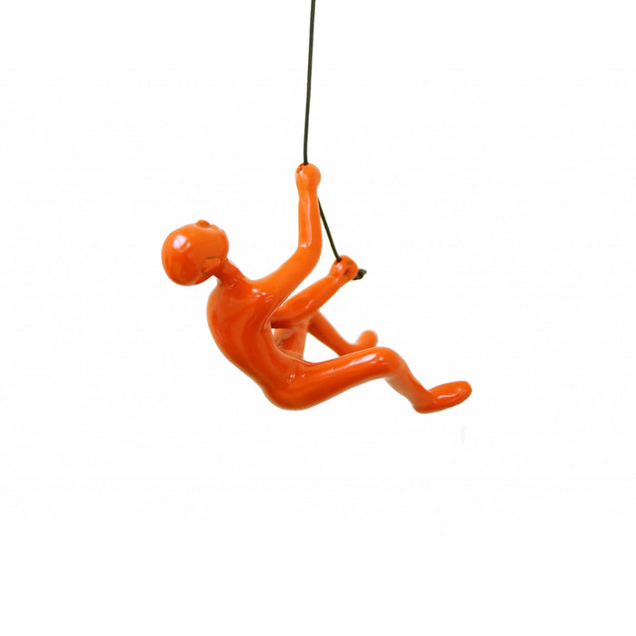 Unique Orange Climbing Man Wall Art | 3"x6"