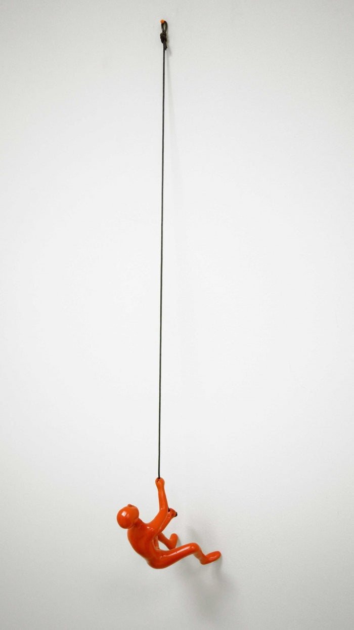 Unique Orange Climbing Man Wall Art | 3"x6"