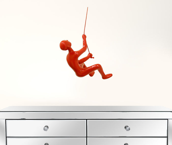 Unique Red Climbing Man Wall Art | 3"x6"