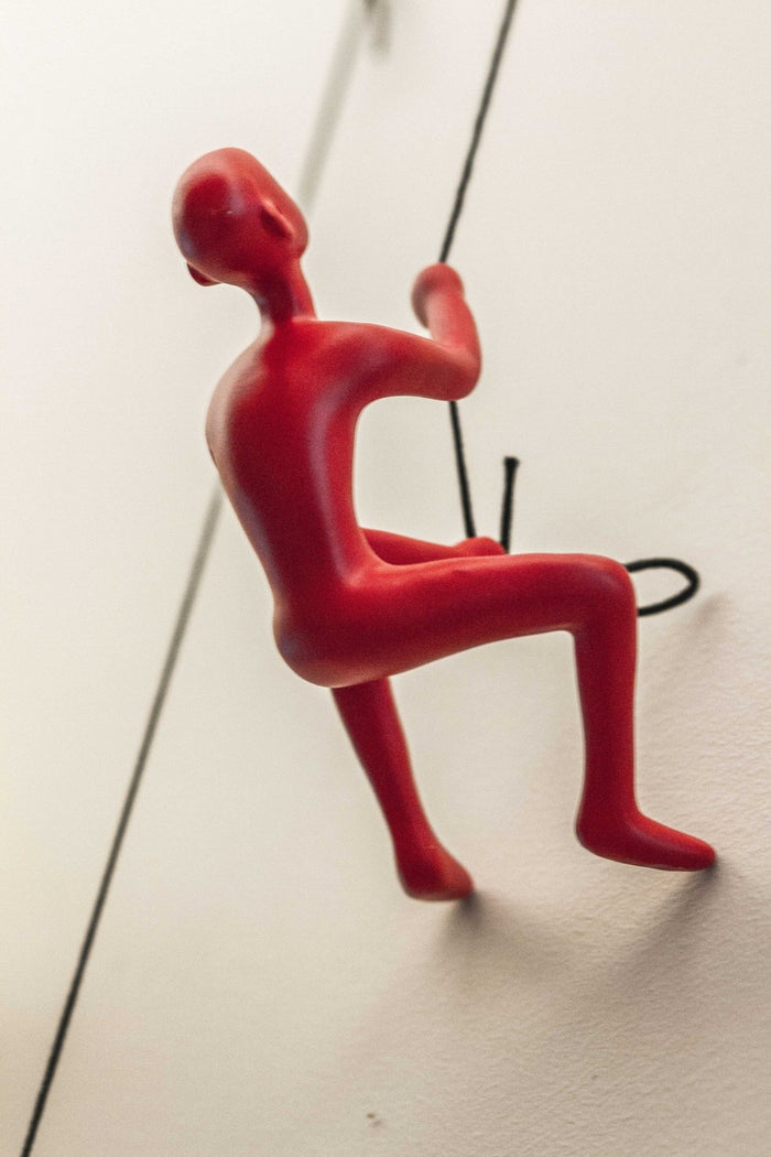 Unique Red Climbing Man Wall Art | 3"x6"