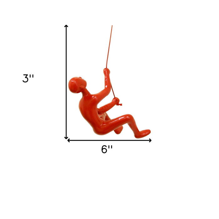 Unique Red Climbing Man Wall Art | 3"x6"