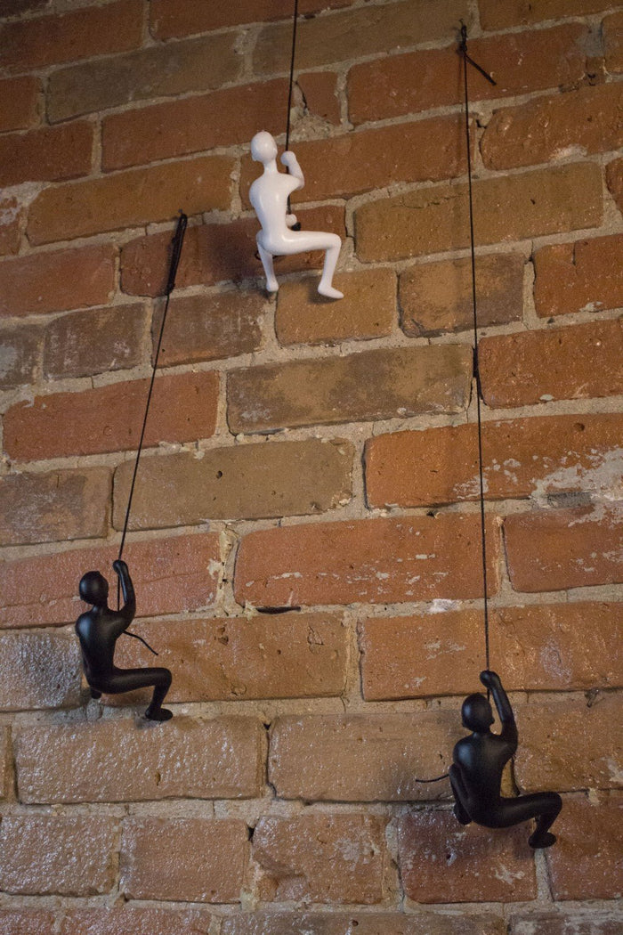 Unique White Climbing Man Wall Art | 3"x6"
