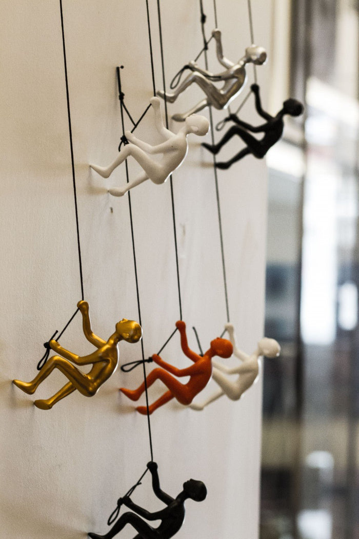 Unique White Climbing Man Wall Art | 3"x6"