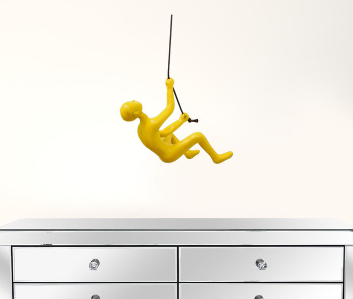 Unique Yellow Climbing Man Wall Art | 3"x6"