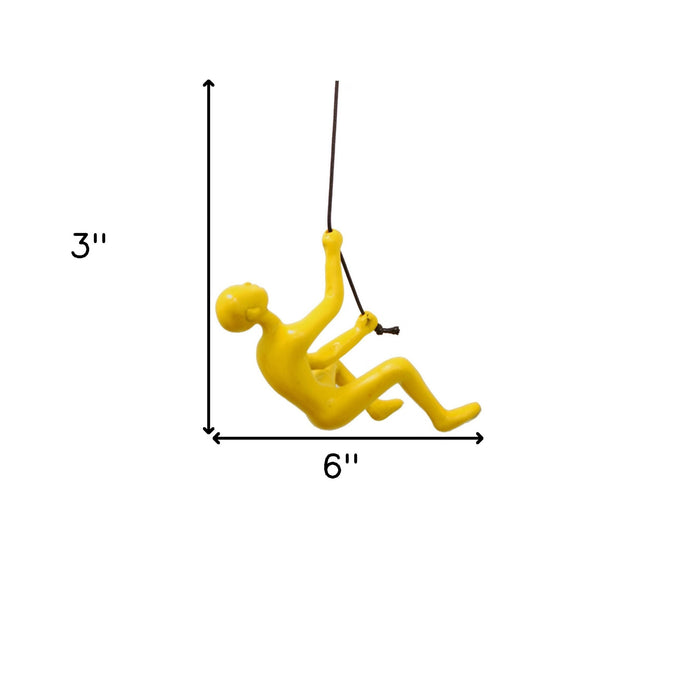 Unique Yellow Climbing Man Wall Art | 3"x6"