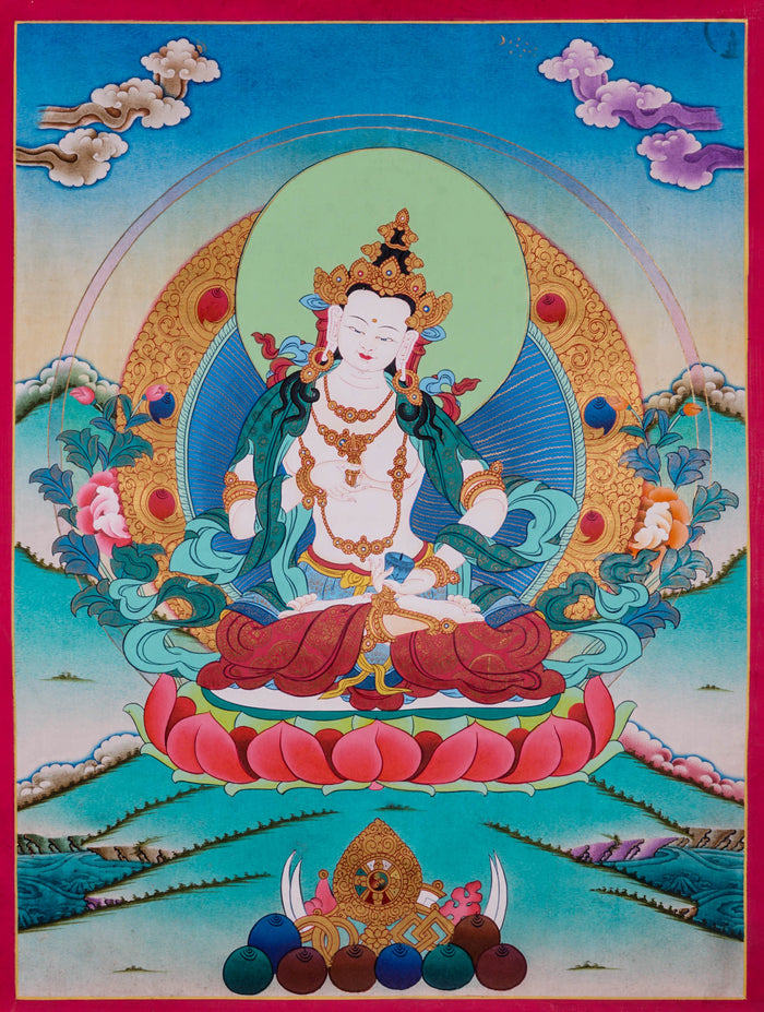 Vajrasattva Thangka - Best handpainted thangka painting - LuckyThanka