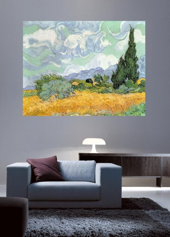 Van Gogh "Wheatfield with Cypresses" (1889) Wall Decal (4 Sizes Available)