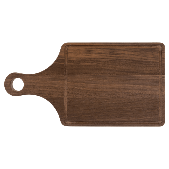 13.5" x 7" Walnut Cutting Board Paddle Shape with Drip Ring