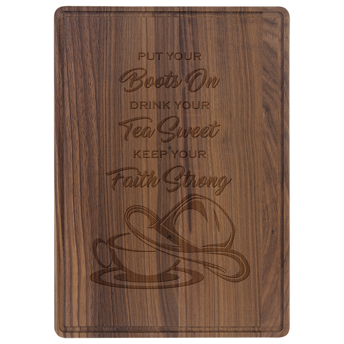 13.75" x 9.75" Walnut Cutting Board with Drip Ring