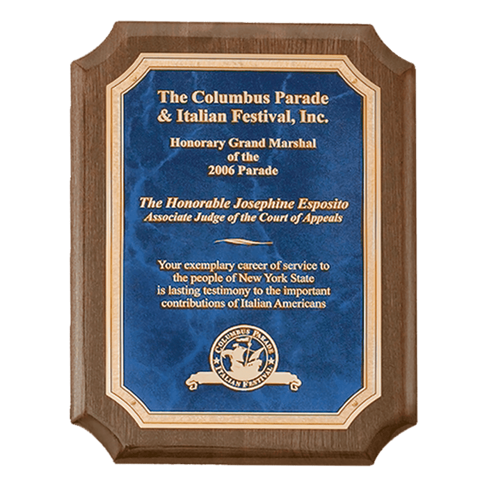 Walnut Piano Finish Plaque with Scalloped Corners - PWW74