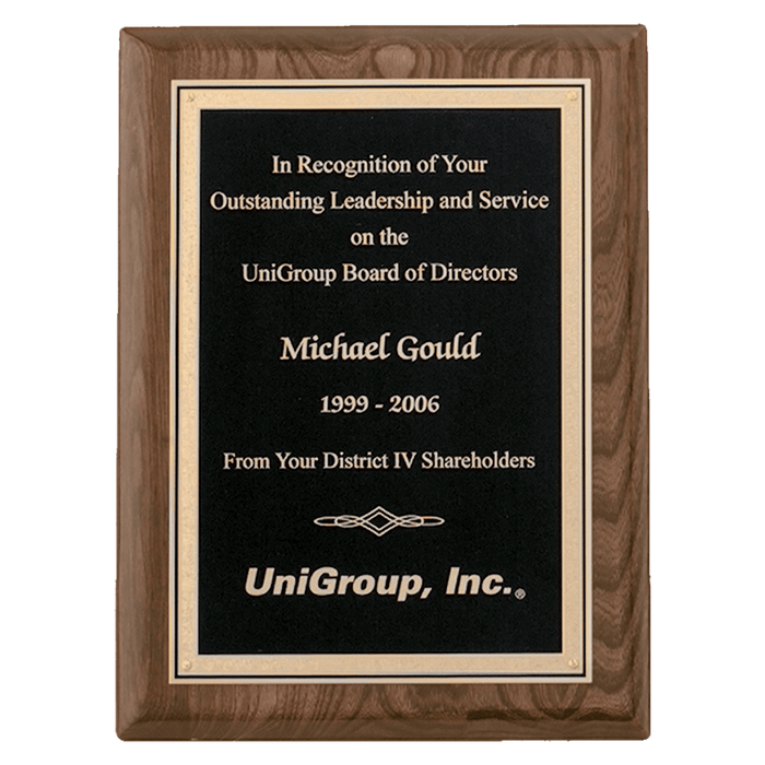 Walnut Piano Finish Plaque w/Textured Black Plate