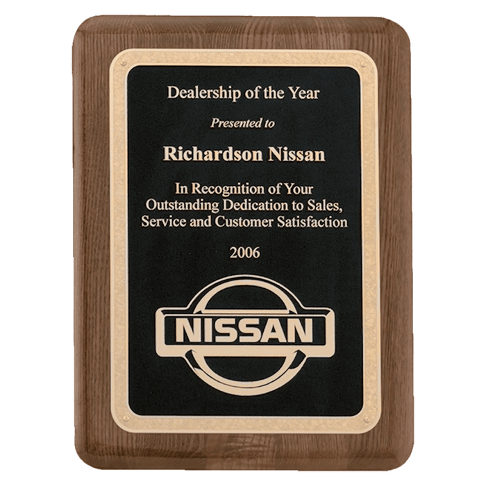 Walnut Piano Finish Plaque w/Textured Black Plate