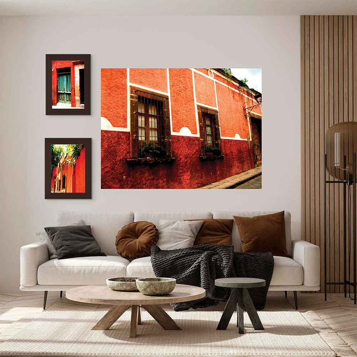 45x60 inch Mexican Architecture Decal Installed Above Sofa