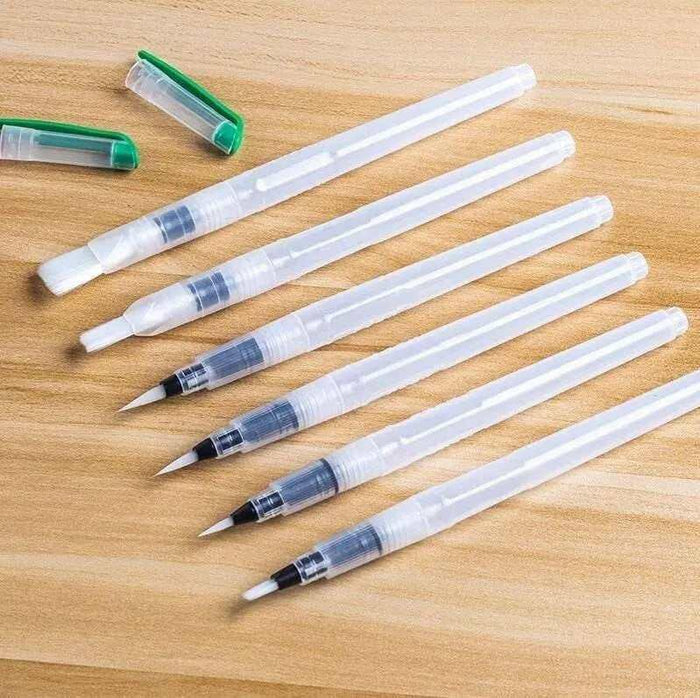 6 piece watercolor brush pen set with fine tip paint brushes