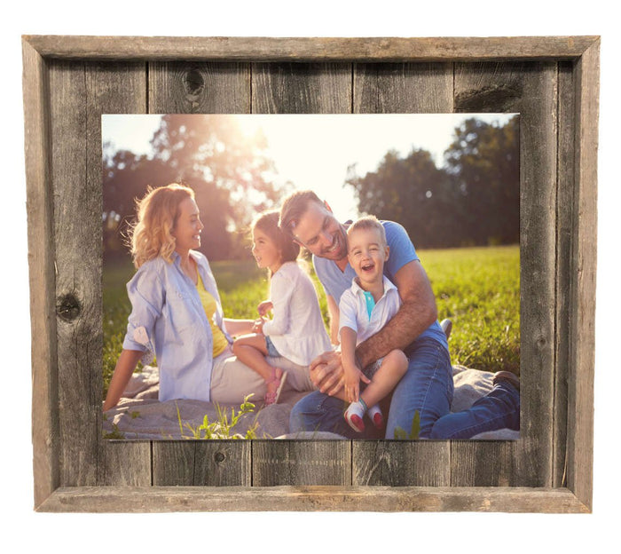 Weathered Grey Wood Picture Frame With Plexiglass Holder | 11"x14"