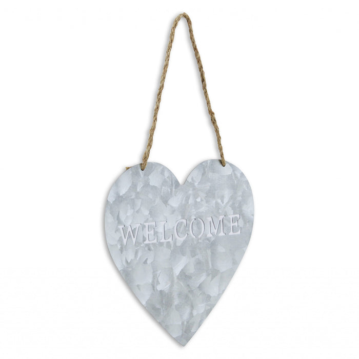Welcome Gray Galvanized Metal Wall Art | 9.5"x9.5"