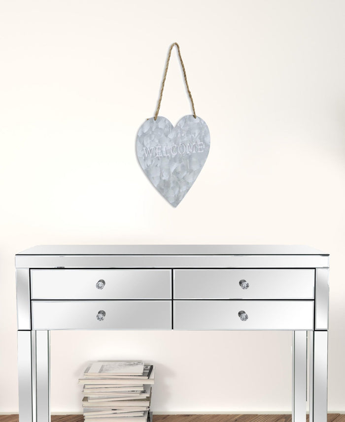 Welcome Gray Galvanized Metal Wall Art | 9.5"x9.5"